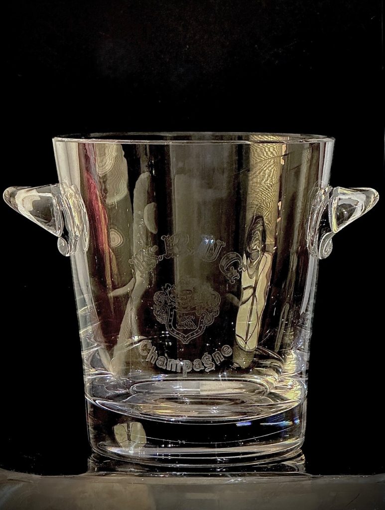 SOLD / SOLD OUT – KRUG Champagne engraved crystal glass champagne cooler from the 70s