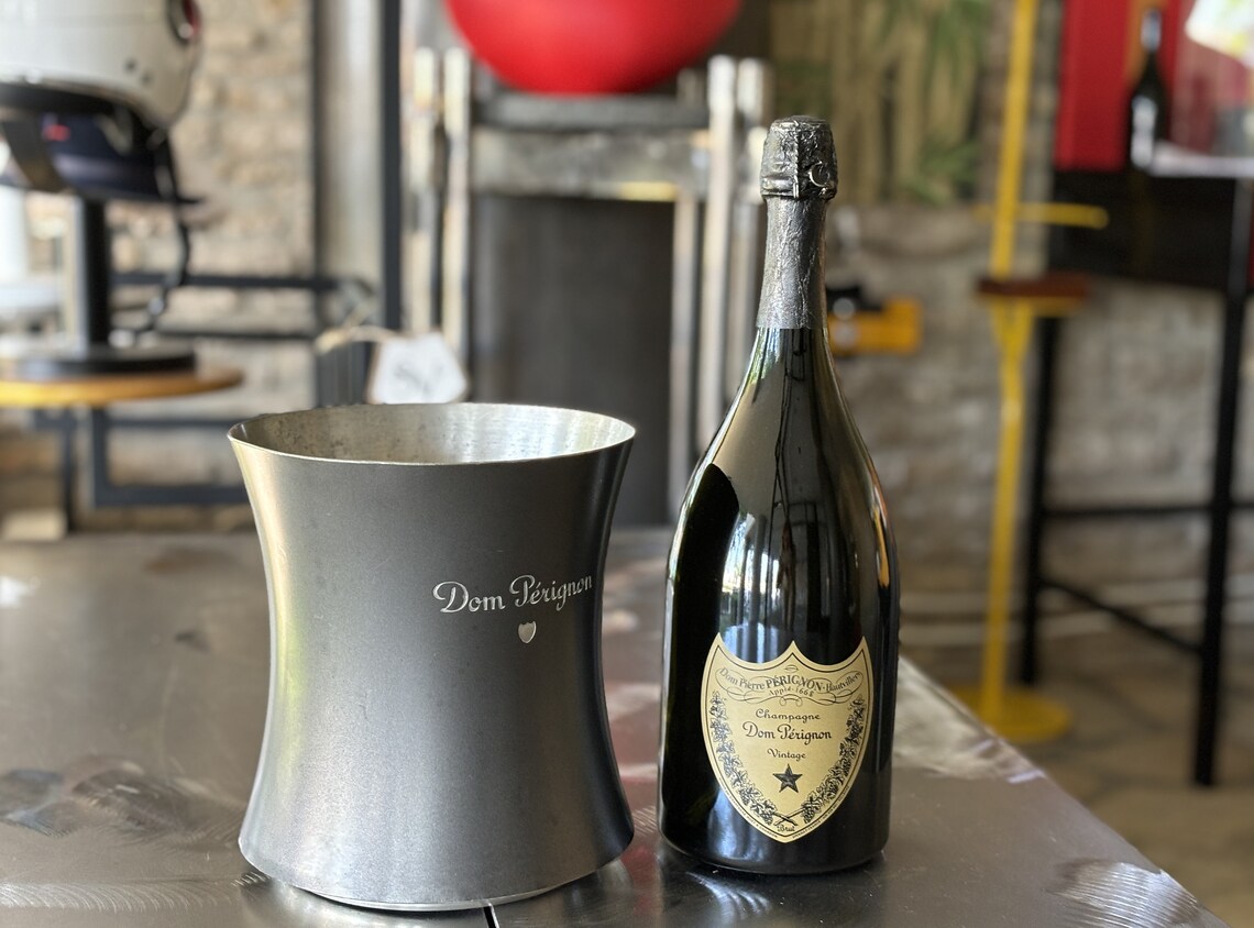 2 DOM PERIGNON champagne bucket by Martin Szekely from Royal Sengalor Rare pewter ice coolers for Moet Chandon Millésime – Vintage and used