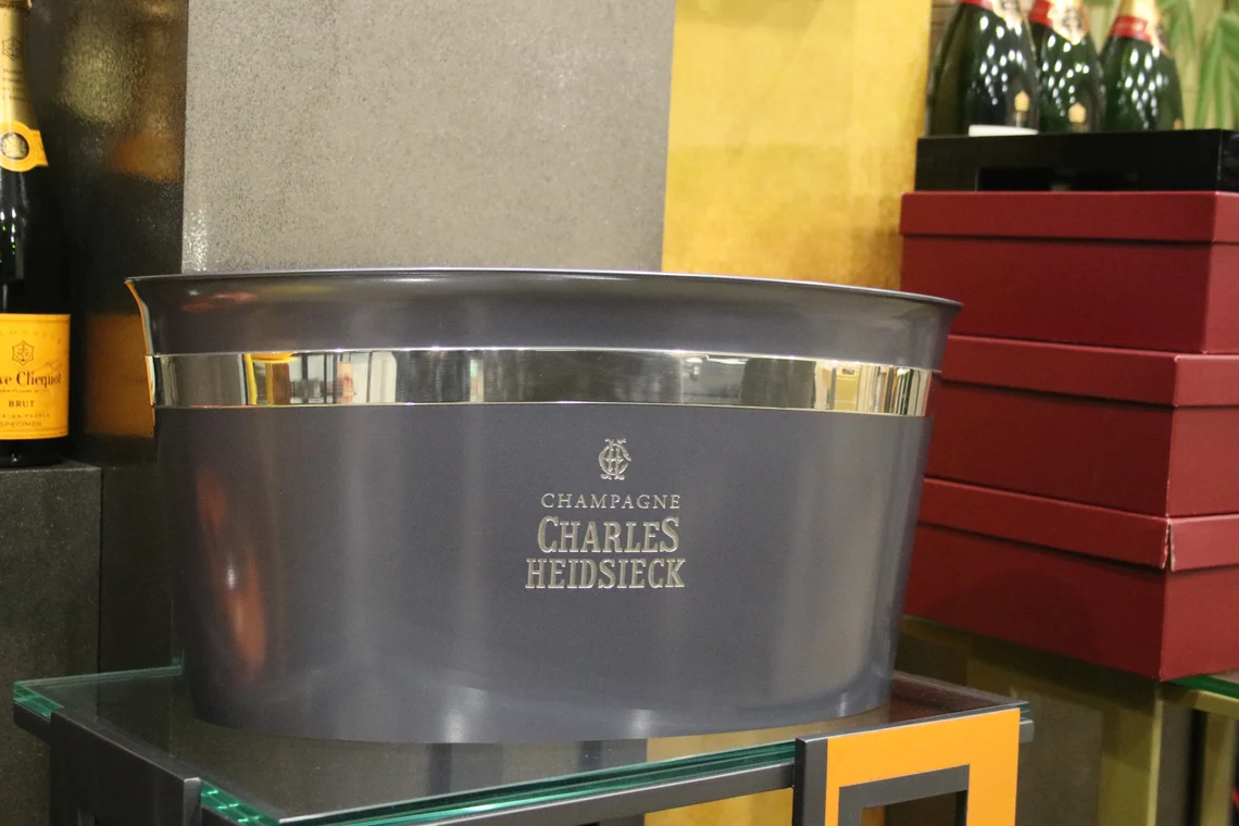 PEWTER Charles Heidsieck Champagne double magnum ice bucket ETAIN cooler Original box, TIN Basin Made in France by Orfèvrerie d’Anjou