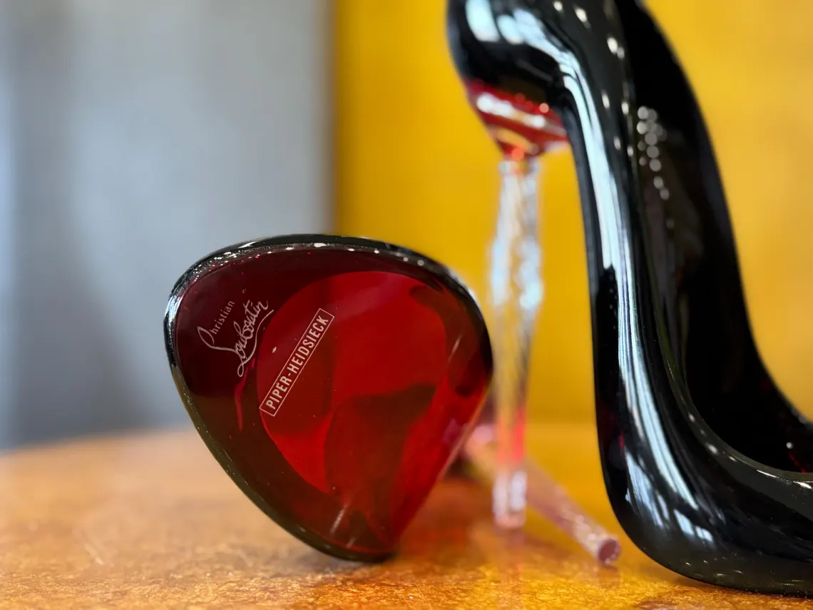 SOLD ! Christian Louboutin Le Rituel Glass Stiletto by Piper-Heidsieck (Set of 2) Handcrafted Crystal Champagne Limited edition Collector’s items