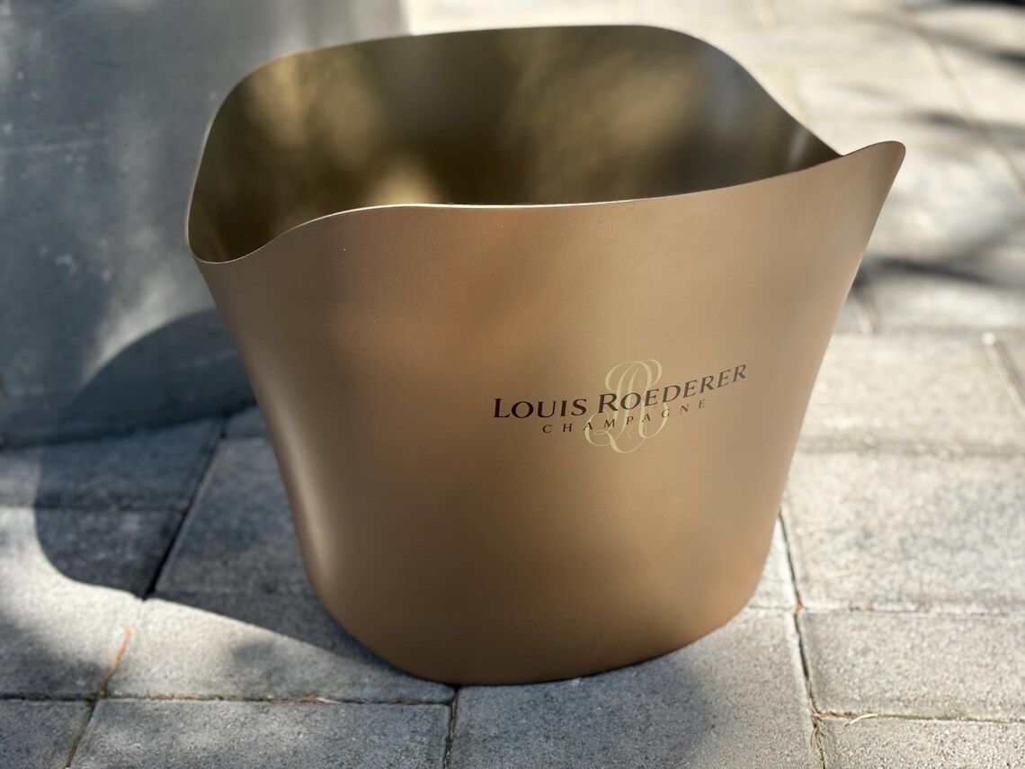 XXL Metal Louis Roederer Champagne cooler – Multi bottle light mocha coloured, silvery brown Champagne Ice Bucket from Louis Roederer