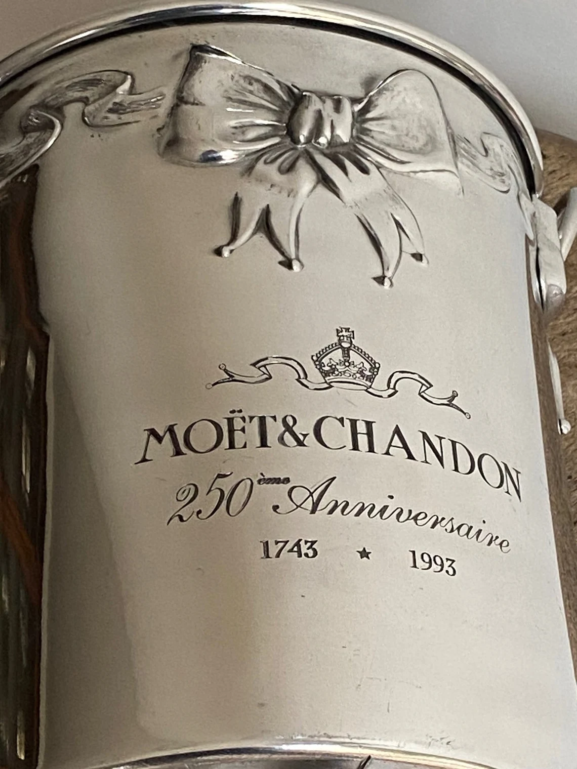 This ribbon-adorned Moët & Chandon ice bucket was released for the company’s 250th anniversary in 1993