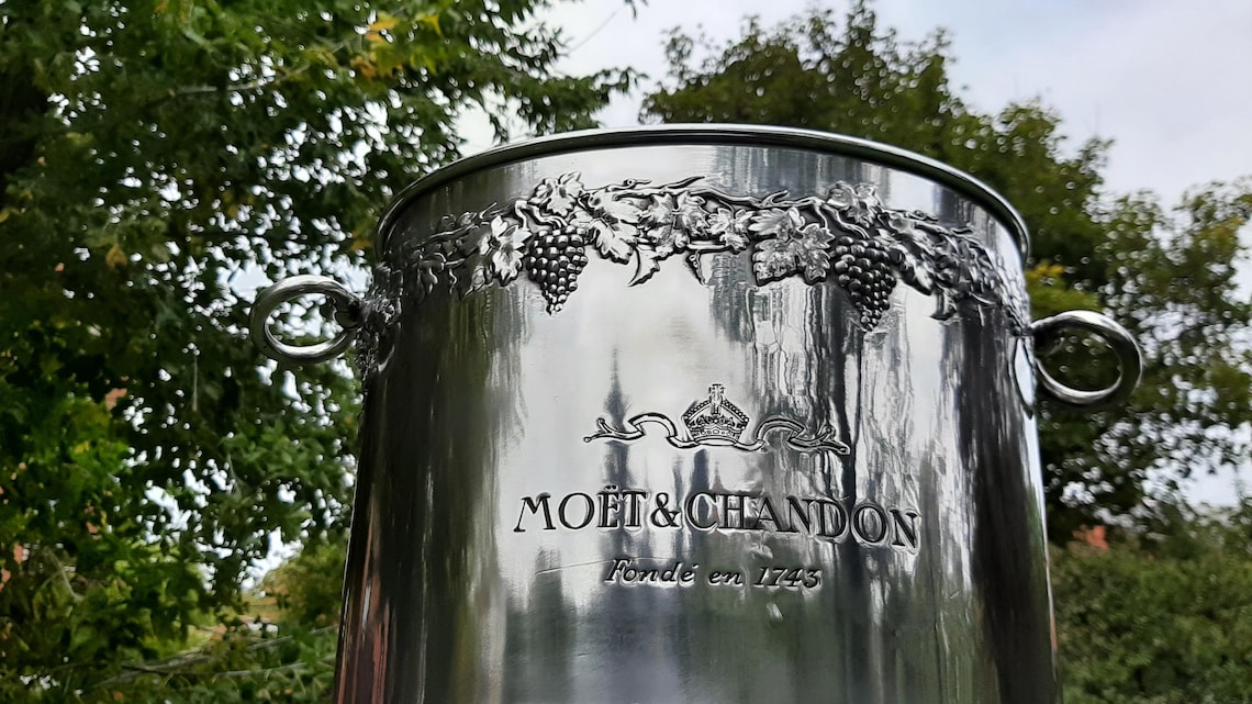 Moet & Chandon vintage pewter ice basin – MOET double magnum tin bucket – Champagne ice cooler ETAIN made in france by L’Orfèvrerie d’Anjou