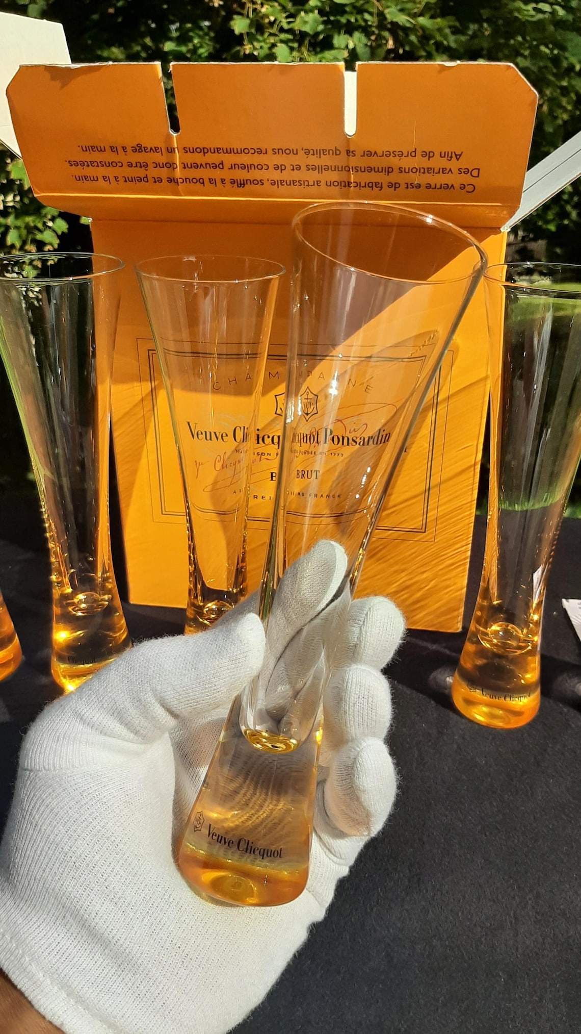 Veuve Clicquot Trendy Flutes in original box Rare CLICQUOT Handmade champagne glasses from France – Ponsardin Presents for a Champagne Lover