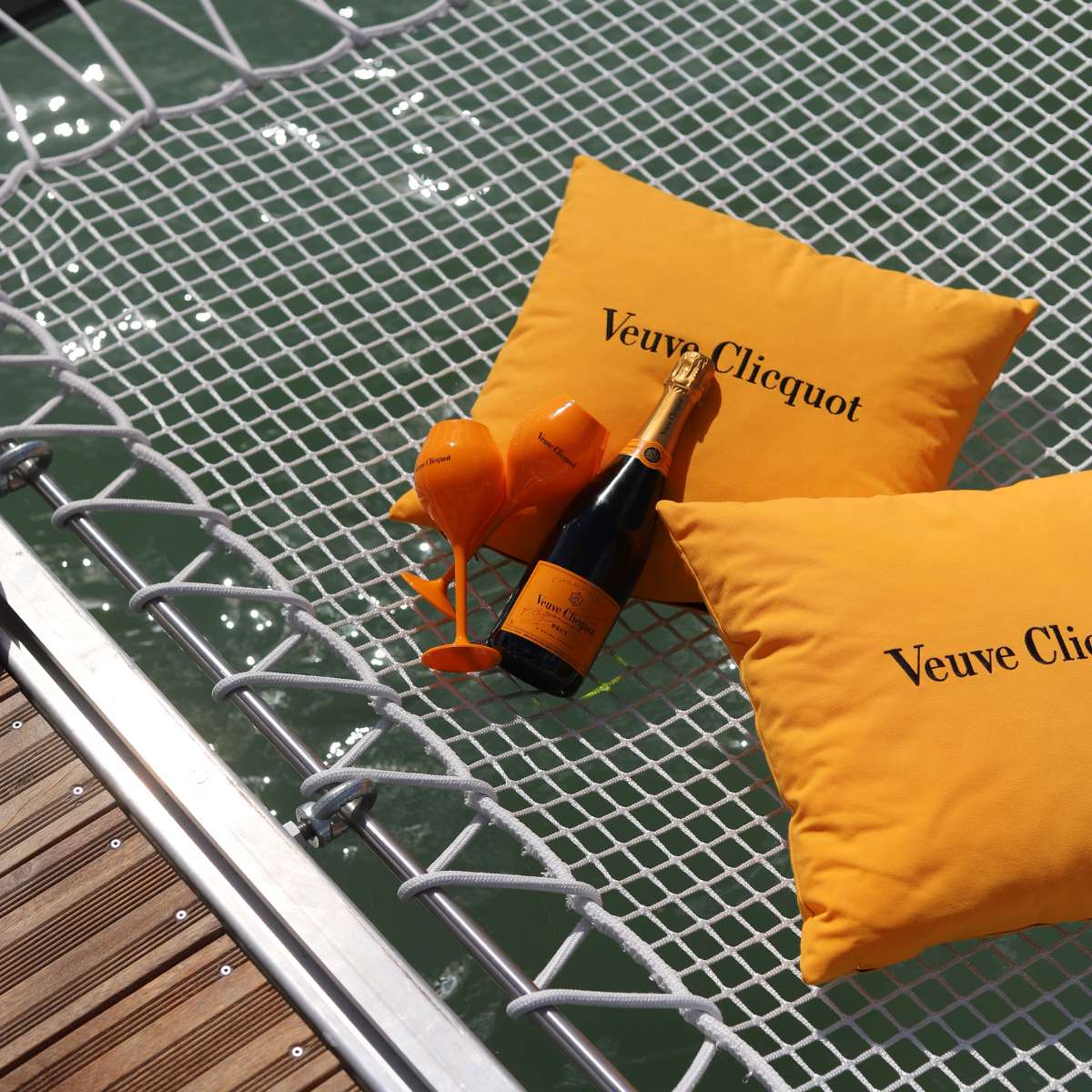 4 Veuve Clicquot Ponsardin Cushions – 1 postage 4 VCP gifts for your champagne-loving friends – Orange party supplies from France