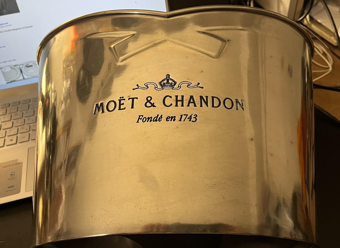 MOËT & CHANDON double magnum pewter ice bucket MOËT champagne cooler Made in France