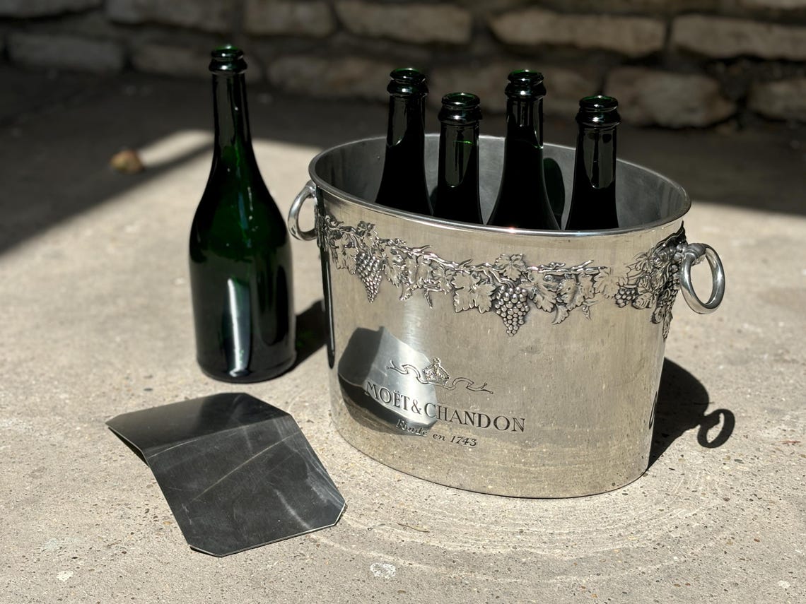 MOËT & CHANDON PEWTER Double Magnum Ice Bucket Cooler – Made in France by L’Orfèvrerie d’Anjou Moet Chandon Champagne multi bottle ice basin