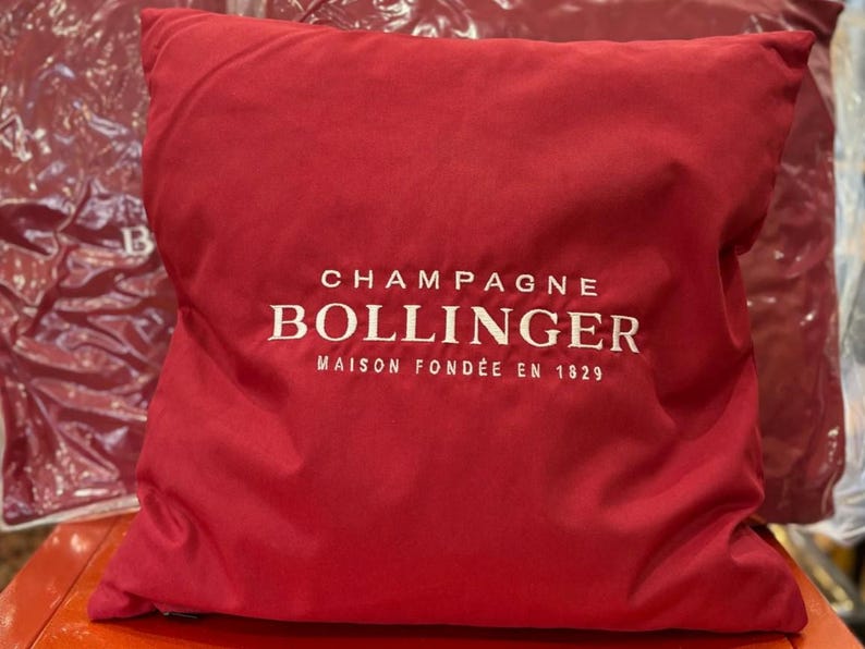 4x BOLLINGER Champagne Cushions – Not just pillowcase it is stuffed – Made in France