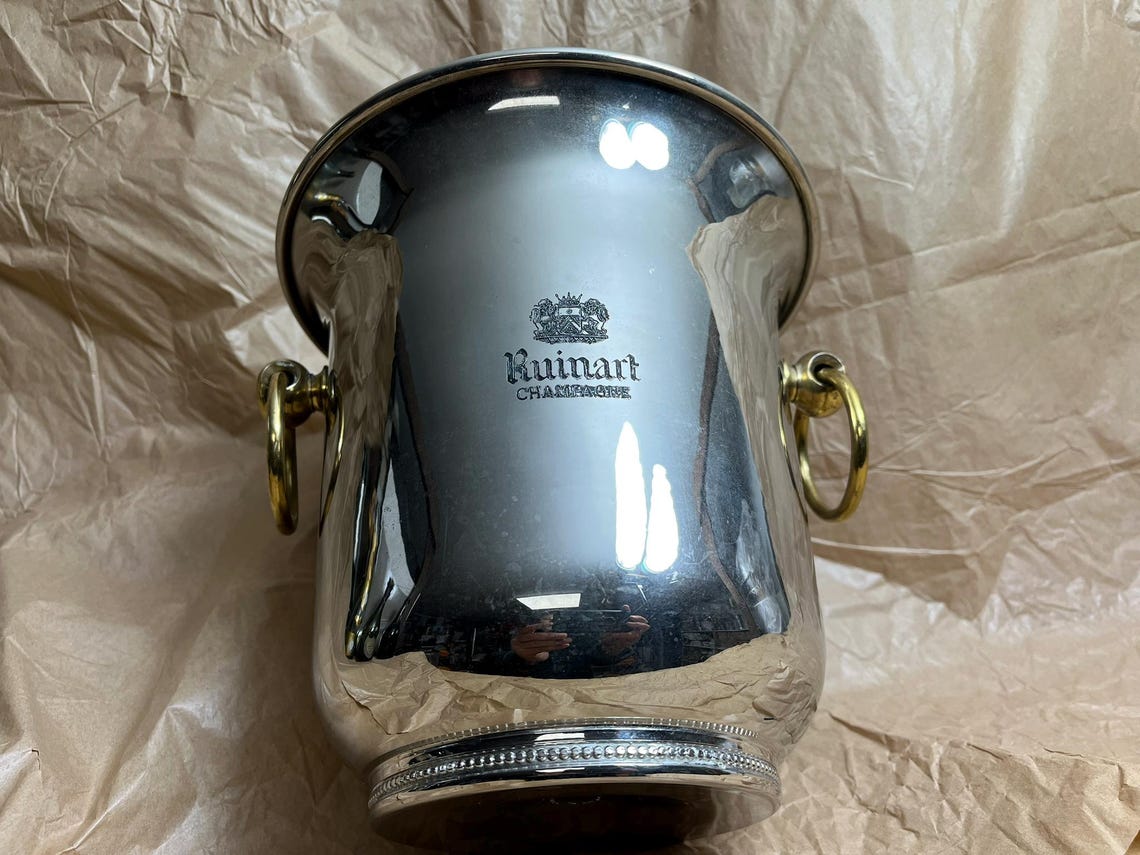 Vintage DOM RUINART Champagne ice bucket With ring-shaped brass handles