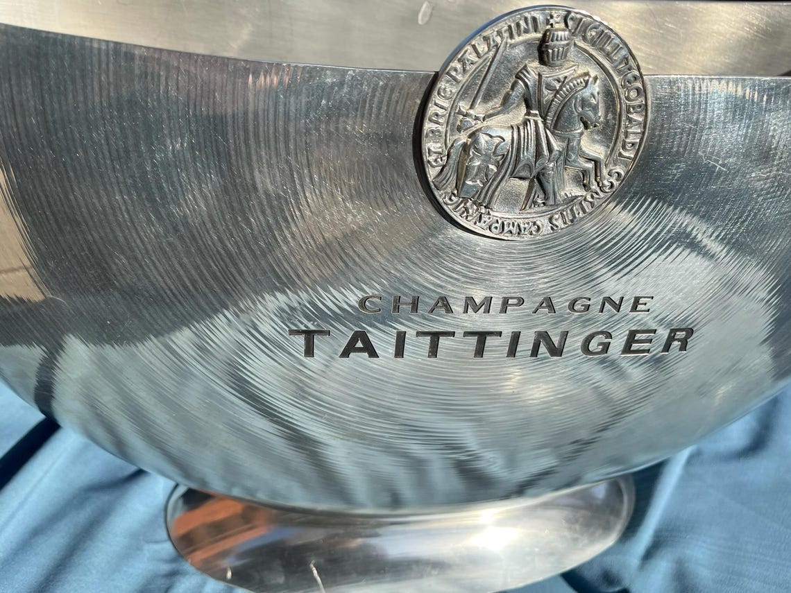 TAITTINGER HALF MOON champagne bucket – Made in France by Orfèvrerie d’Anjou – Pewter ice cooler for 4 bottles or 2 magnums