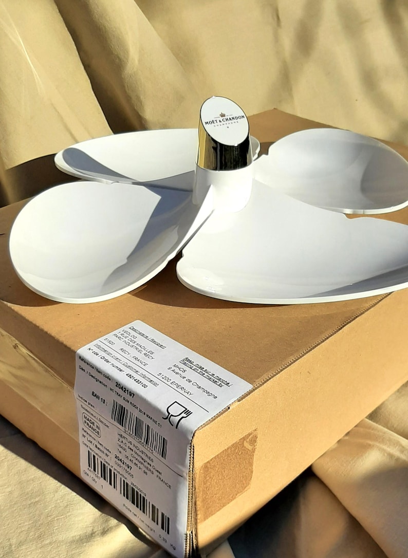 A MOËT & CHANDON serving tray shaped like a ship’s propeller – An original MOET branded product in its unopened factory box – Made in France